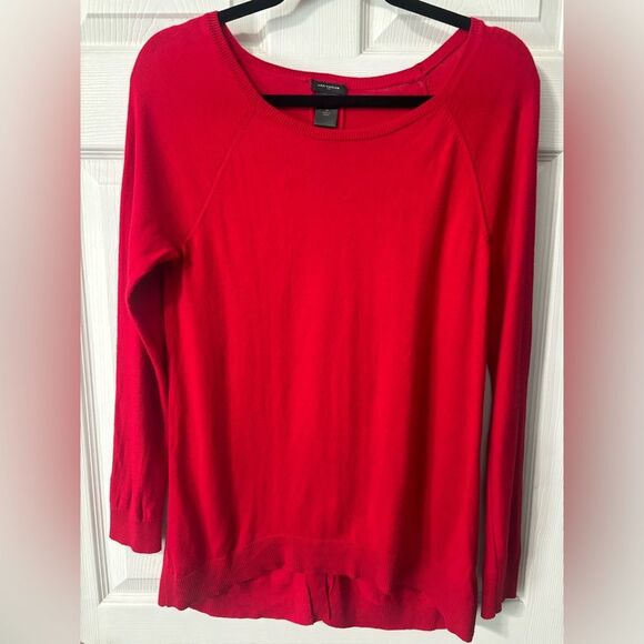 Ann Taylor Red Long Sleeve Sweater Size Medium Round Neck Longer Back EUC - Picture 1 of 8